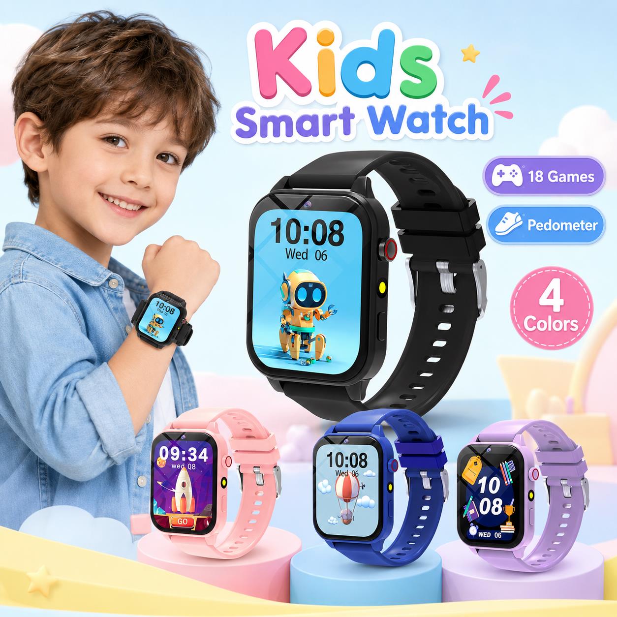 Smartwatch Digital Watches For Girls - Smartwatch per Bambini con 18 Giochi,